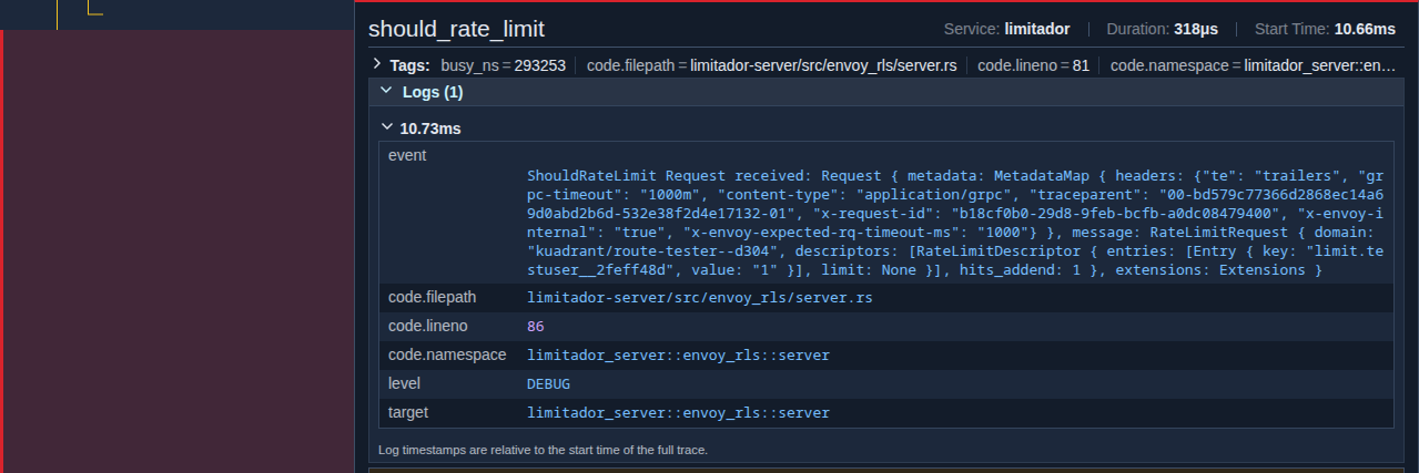 Trace and logs in Grafana UI